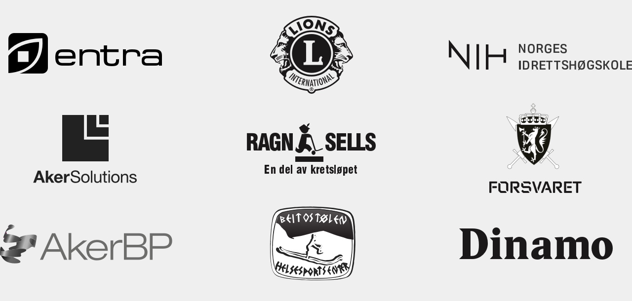 Samarbeidspartnere: Entra, Lions, Norges Idrettshøyskole, Aker Solutions, Ragn-Sells, Forsvaret, AkerBP, Beitostølen Helsesportsenter, Dinamo